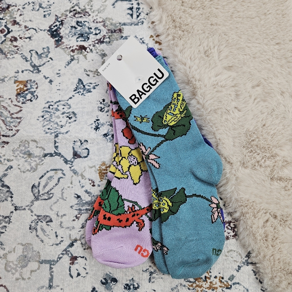 Baggu Kids Crew Sock Set of 3 Pond Friends 5-7Y